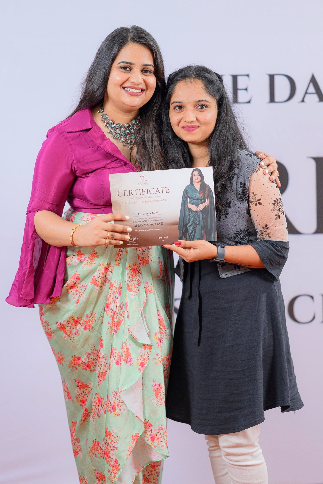 Krupa Makeovers - Saree Draping Masterclass Certificate